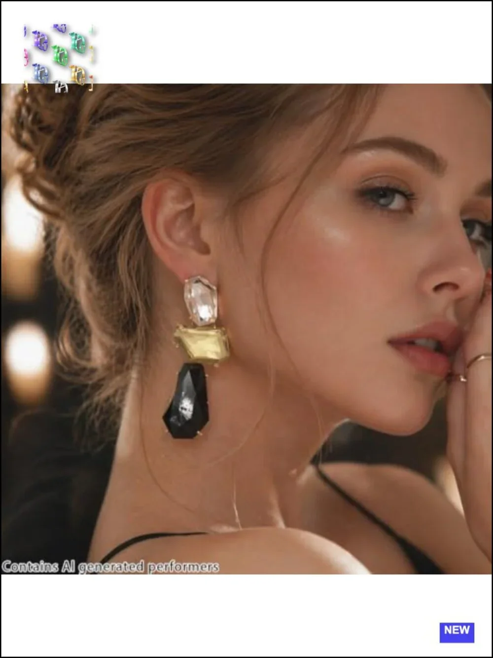 Vintage Rhinestone Large Drop Dangle Geometric Statement Earrings Prom Party